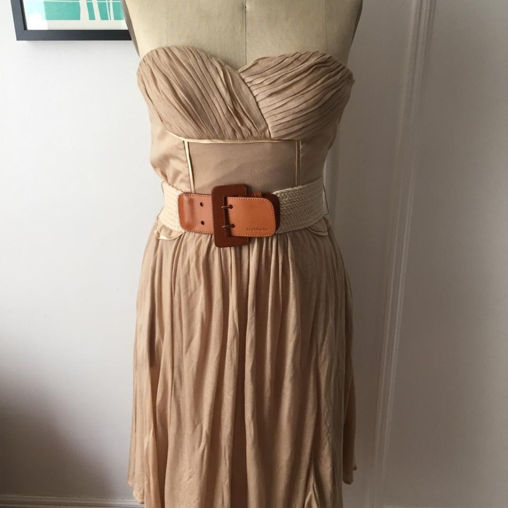 3.1 Philip Lim Tan/Sand Color Belted Jersey Dress